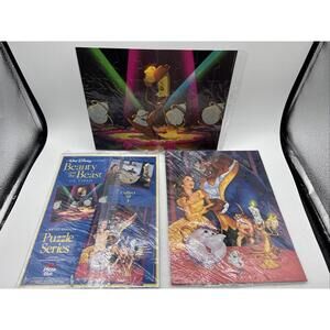 1992 BEAUTY & THE BEAST Disney Pizza Hut Promotional Set of 3 SEALED Puzzles